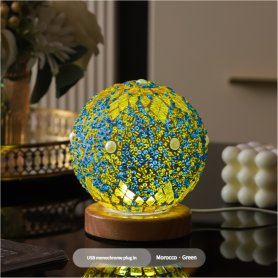 Lampe de Nuit Maroc en Mosaïque de Verre Vert - Design Élégant avec Variateur USB 5V - Achetez Maintenant