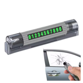 Plaque de Stationnement Temporaire 3 en 1 - Marteau de Sécurité Coupe-Ceinture Brise-Vitre pour Voiture