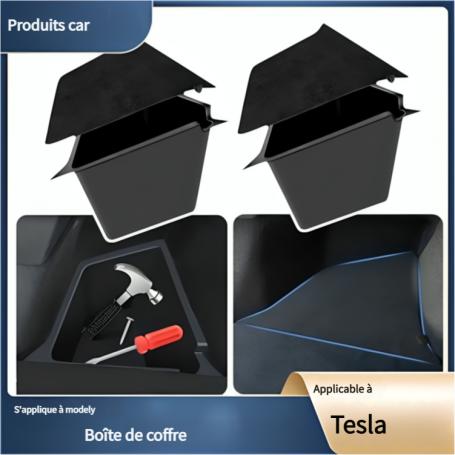 Boîte de Rangement pour Coffre - Tesla Model Y Noir | Organisation Pratique et Élégante