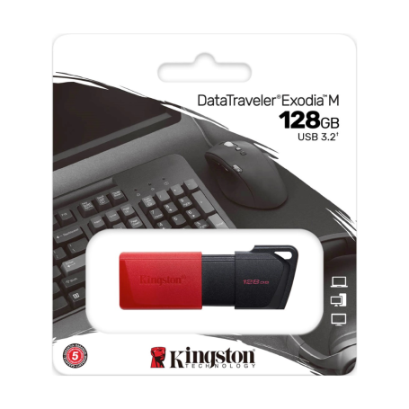 Clé USB Kingston DataTraveler Exodia M USB-A 3.2 128GB Noir et Rouge - Performance et Fiabilité