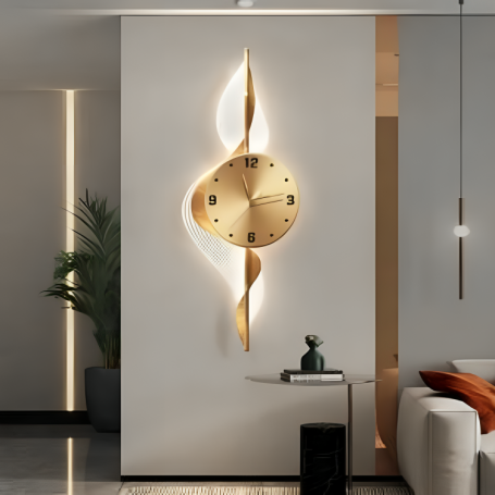 LED Wall Clock Type A 30x80 cm Gold Modern Timepiece for Stylish Interiors