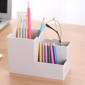 Rangement de Bureau Porte-Stylo - Plastique - Blanc 48x44cm