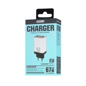 Chargeur Rapide GaN 67W REMAX RP-U159PRO - Puissance et Efficacité en Blanc Europe