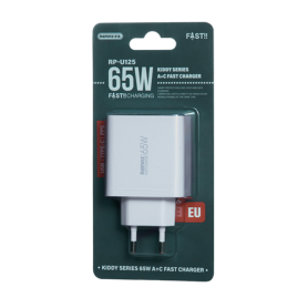 Chargeur Rapide 65W USB/Type-C REMAX Kiddy Series RP-U125 - Efficacité et Style en Blanc EU