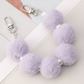 Collier de Coque de Téléphone avec Pompon Violet et Fermoir Argenté - Élégance à 30 CM