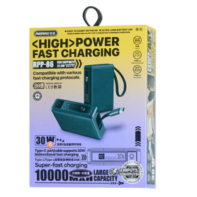 Power Bank 10000mAh RPP-86 REMAX Wingle Series - Charge Rapide 30W+22.5W Type C avec Poignée Portative - Gris