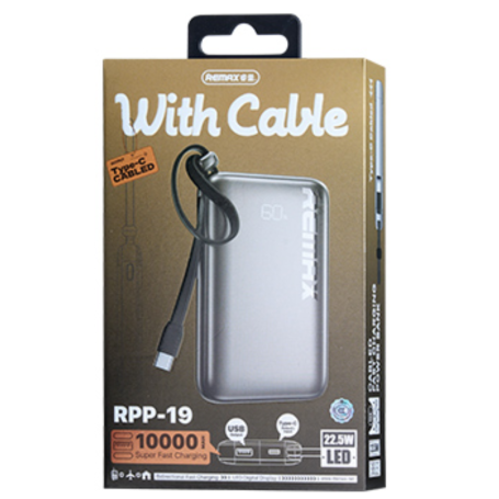 Achetez Power Bank 10000mAh RPP-19 REMAX 20W 22.5W Charge Rapide TYPE-C avec Indicateur LED – Ternir