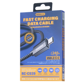 Câble Thunderbolt USB 4.0 REMAX RC-C039 1M - Charge Rapide 240W Type-C/Type-C pour Performance Optimale