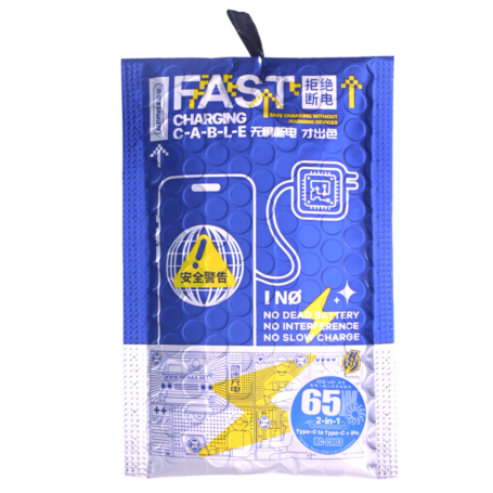 Câble 2-en-1 Tressé Charge Rapide 65W Type-C & Lightning - Série Fantasy RC-C003 1.2M Blanc