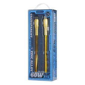 Câble Type-C en Alliage Zinc 60W REmax Prime RC-C166 1.2M - Charge Rapide Tressée Or