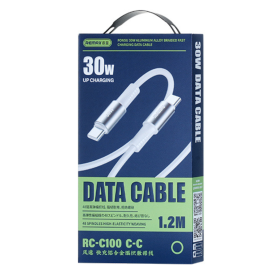 Câble USB-C en Aluminium Tressé REMAX RC-C100 - Charge Rapide 30W - 1.2M Blanc