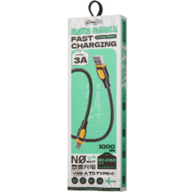 REMAX Ruinay Series RC-C113 Fast Charging 5W USB/USB-C Cable - 1M Black - Efficient & Durable