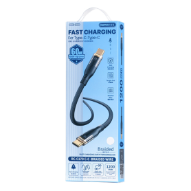 Câble Type-C 60W REMAX Explore Gen2 Cyberpunk RC-C170 - Charge Rapide Tressée 1.2M Blanc