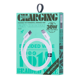 Câble Type-C Tressé REMAX 30W 1M Blanc - Charge Rapide Chelectricy RC-C010