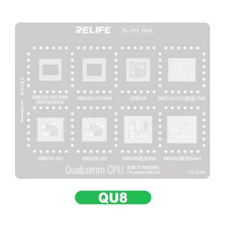 Pochoir en Acier pour CPU QU8 - Haute Précision et Durabilité - Idéal pour le Réparation et le Refondu