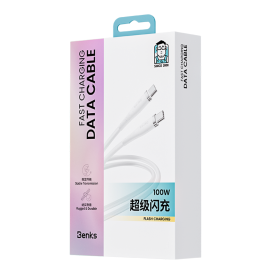 Câble Type-C PD 100W PowerWeave Benks - 1M Blanc - Charge Rapide & Ultra Durable