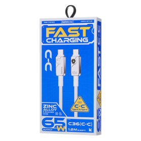Câble USB-C en Aluminium Tressé REMAX Swift C36 65W Charge Rapide 1.2M Blanc | Performances Fiables et Élégantes