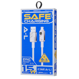 Câble USB Lightning Remax Swift C32 Alliage Aluminium 3A 1.2M Blanc - Charge Rapide et Durabilité