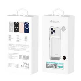 Power Bank Magnétique DEVIA Smart PD 20W 5000mAh Blanc - Charge Rapide et Élégance pour Votre Smartphone