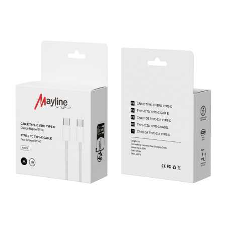 Type-C / Type-C Cable 20W - Compatible with iPhone/Samsung - 1m (Mayline)