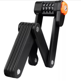 Foldable Anti-Theft Combination Lock for Bicycles - Secure & Stylish Black Bike Lock with Fixed Mount