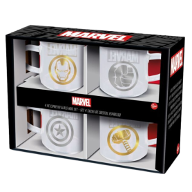 Achetez Set de 4 Mugs Expresso en Verre Stor Marvel Avengers - 100mL pour Fans de Super-héros