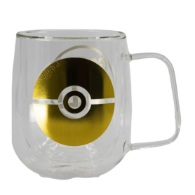 Mug en Verre Stor Pokémon - Pokéball Dorée 290ML - Double Paroi pour Conserver la Chaleur